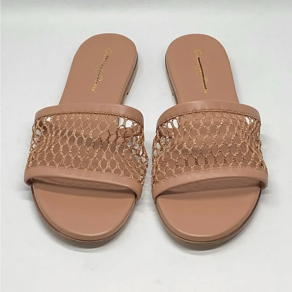 Gianvito Rossi Jamaica Mesh & Leather Slides size 38